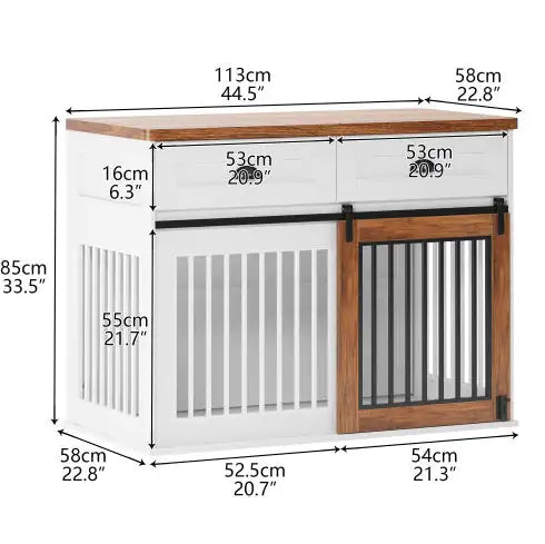 Heavy Duty Furniture Style Wooden Dog Crate With Sliding Door and Drawers