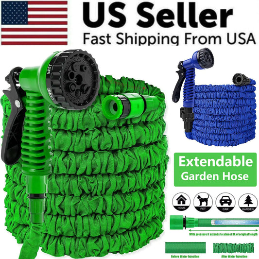 Expanding Flexible Garden Water Hose w Spray Nozzle 25, 50, 75, 100FT