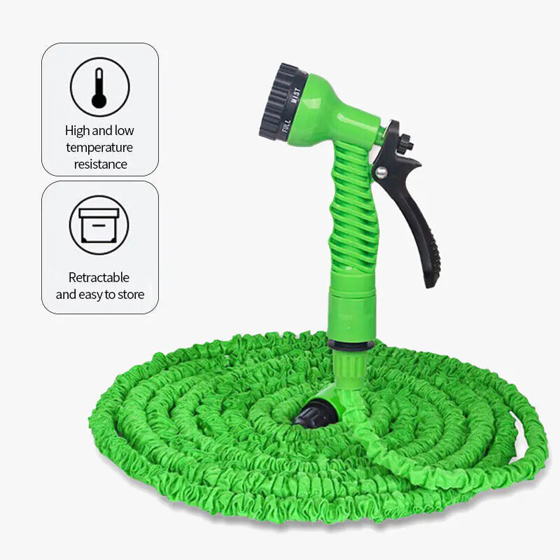 Expanding Flexible Garden Water Hose w Spray Nozzle 25, 50, 75, 100FT