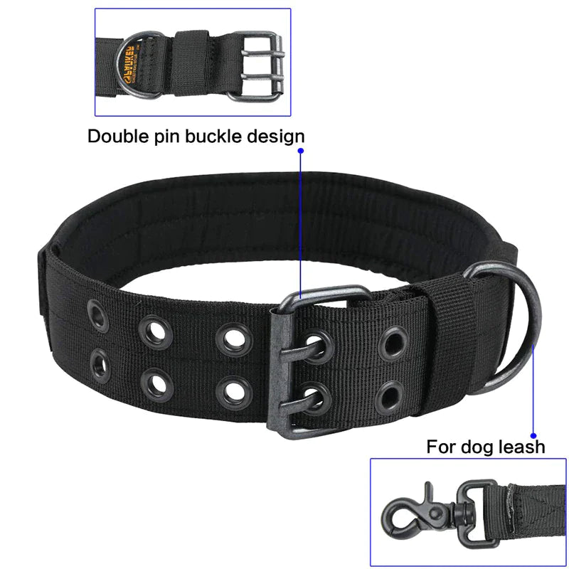 2" Wide Heavy Duty Nylon Dog Collar with Metal Buckle