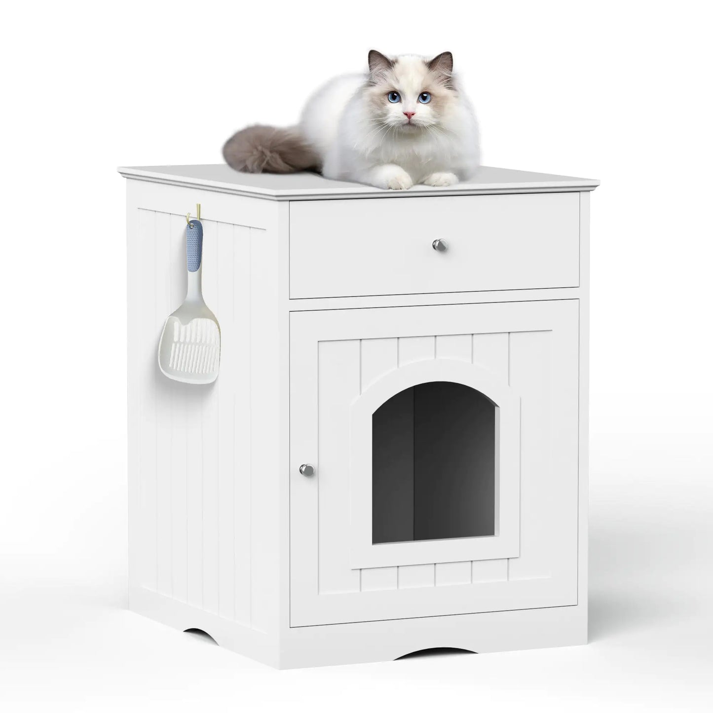 Wooden Cat Home Litter Box with Drawers