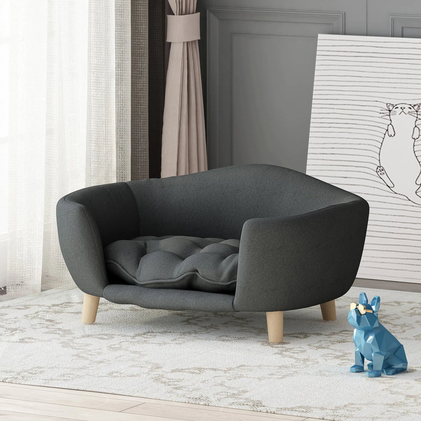 Dog Bed Couch Gray