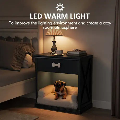 Chic Vintage Pet Lounge with Lights and Storage