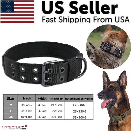 2" Wide Heavy Duty Nylon Dog Collar with Metal Buckle