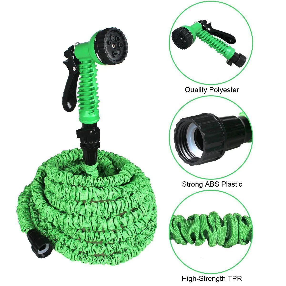 Expanding Flexible Garden Water Hose w Spray Nozzle 25, 50, 75, 100FT